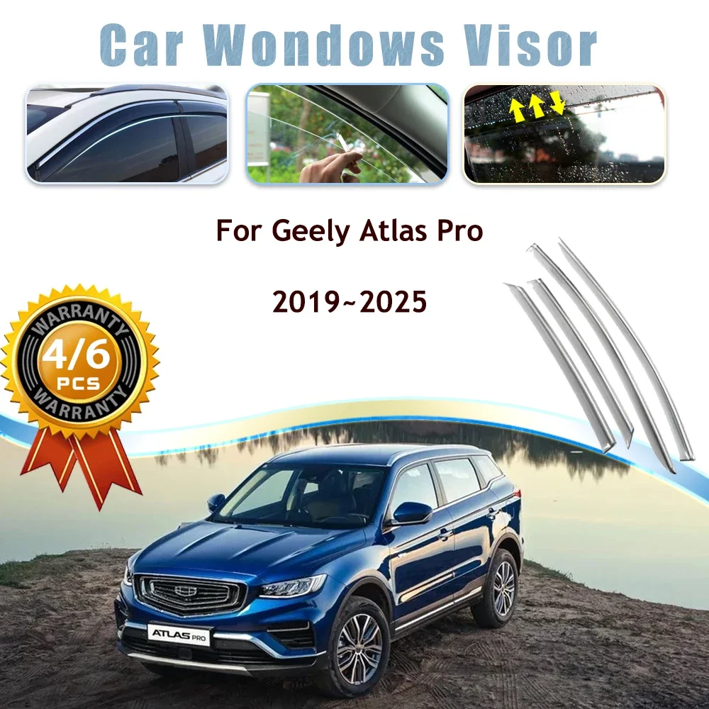 Visiere per finestrini Auto per Geely Azkarra Boyue Pro Atlas Pro NL-3 2019 ~ 2025 parapioggia deflettore parabrezza tendalino accessori Auto