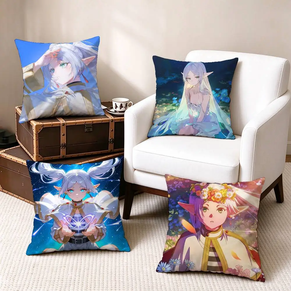 Anime F-Frieren-N  Square Double-Sided printed Pillow Case Bedroom Bedside Pillow Sofa Cushion Cover