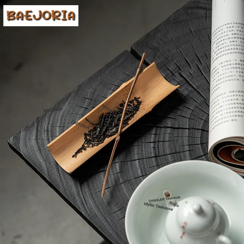 Bamboo Tea Scoop Japanese Tea Leaf Container Tea Boxes Saucer Chahe Shovel Awakening Tea Ladle Oolong Tea Cha Collection Gift