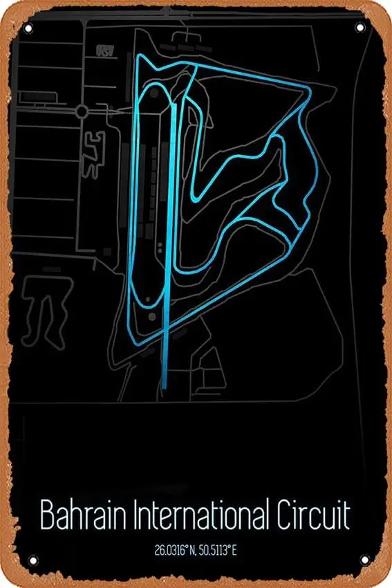 Metal Signs - Race Tracks Bahrain Circuit Map - 8