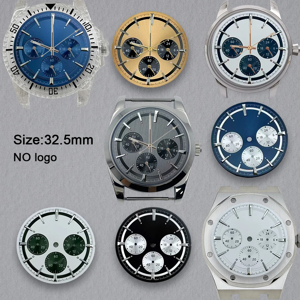 No Logo 32.5mm Blank Dial For VK63 Movement Watch Dials Hands Custom Logo Watch Dials Hands Accessories Repair Tools