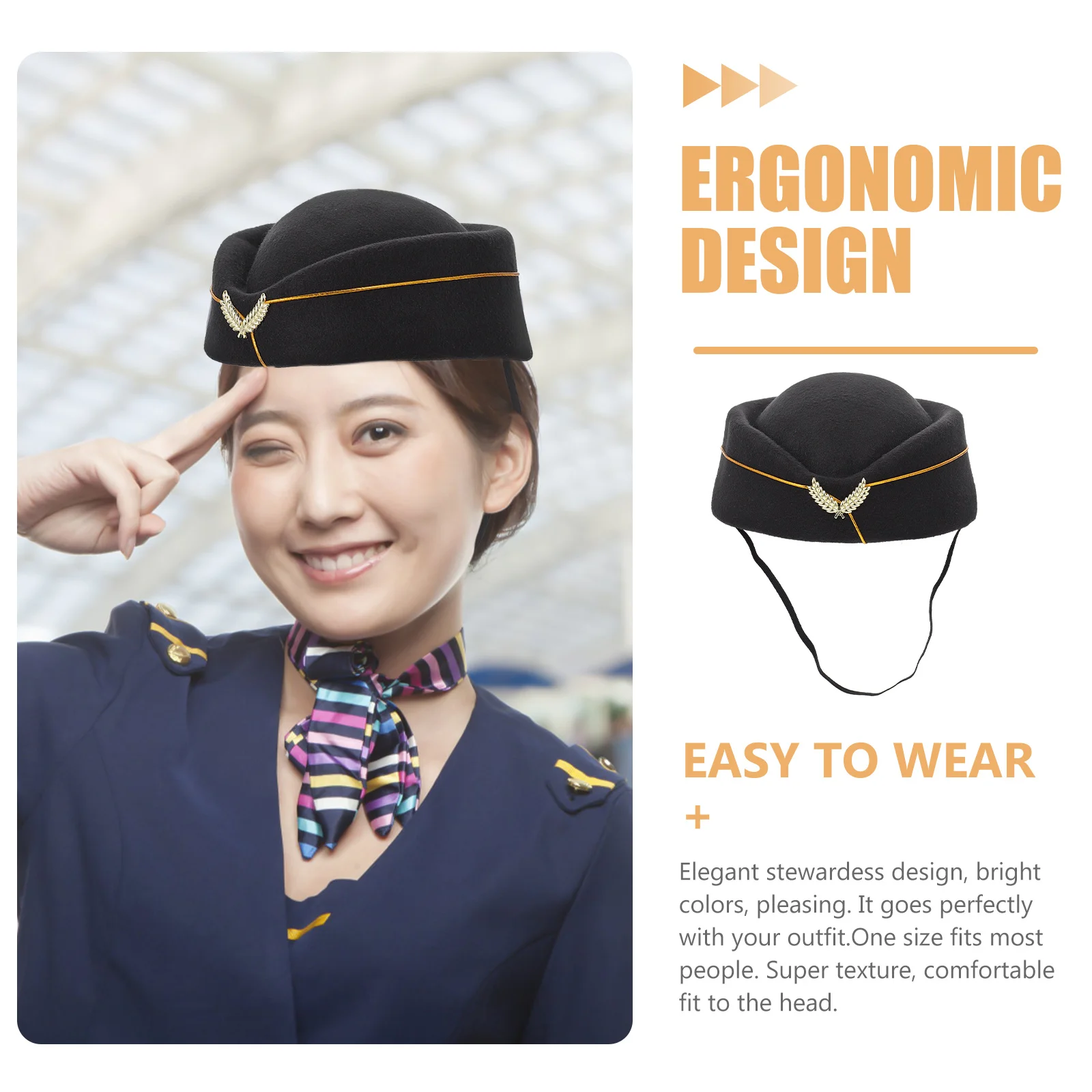 หมวกสีชมพู Stewardess Beret Flight Attendant อุปกรณ์เสริมหมวก 2000X1800X750 ซม.สีดําเครื่องบิน Hostess Uniform คอสเพลย์พยาบาล