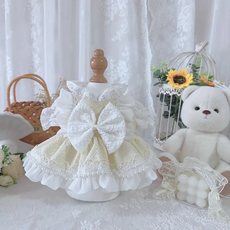 

Хлопковая кукольная одежда 10 см, кукольная юбка 20 см, лимонно-желтое платье с бантом