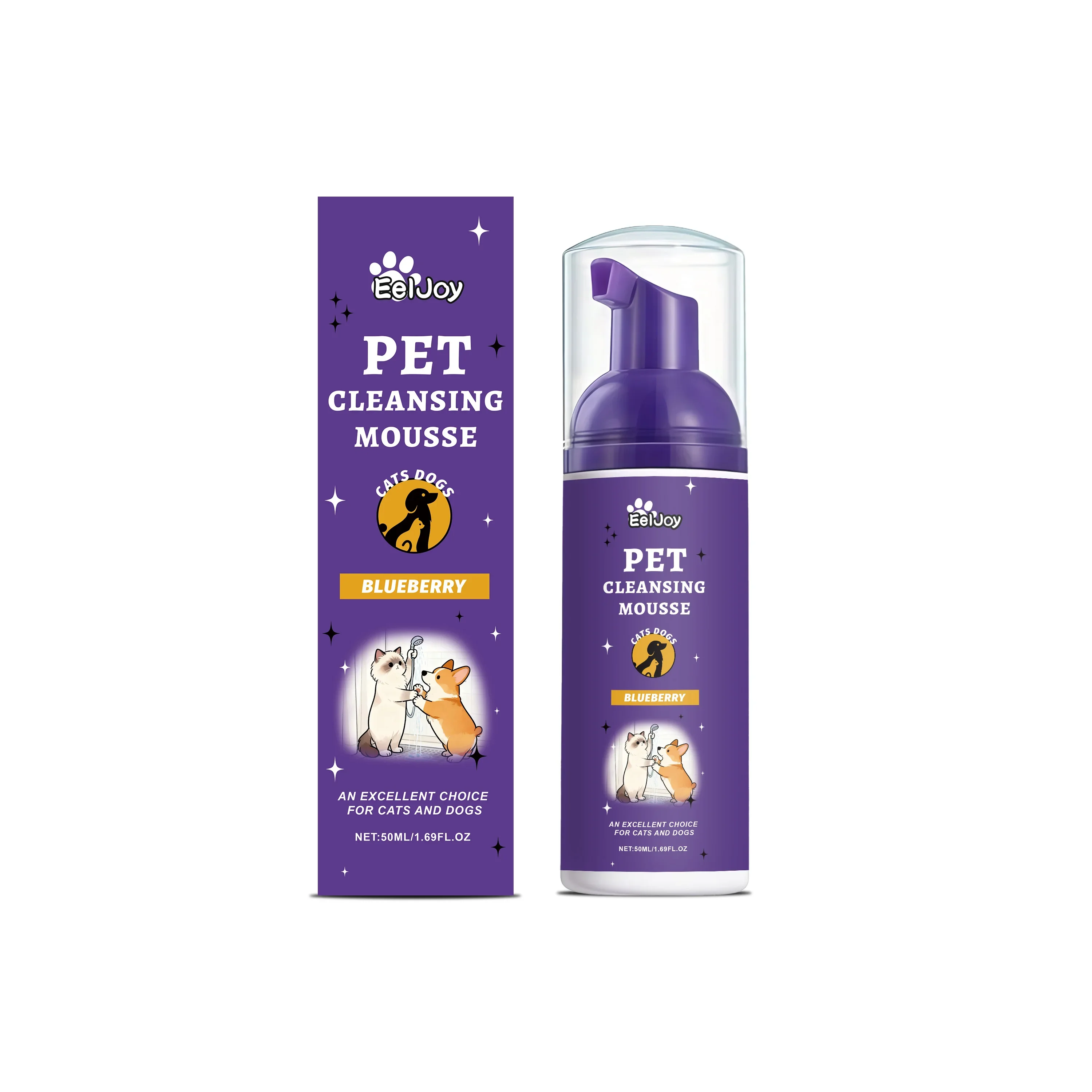 Pet Cleaning Mousse - Gentle Ingredients Cleaning Odor Keeping Pet Fur Smooth Glossy, Waterless Dry Shampoo Foam for Dogs Cats, No Rinse Deodorizing Paw and Coat Cleanser, Plant Based Lick Safe Grooming Foam for Sensitive Puppies and Kittens Daily Care
