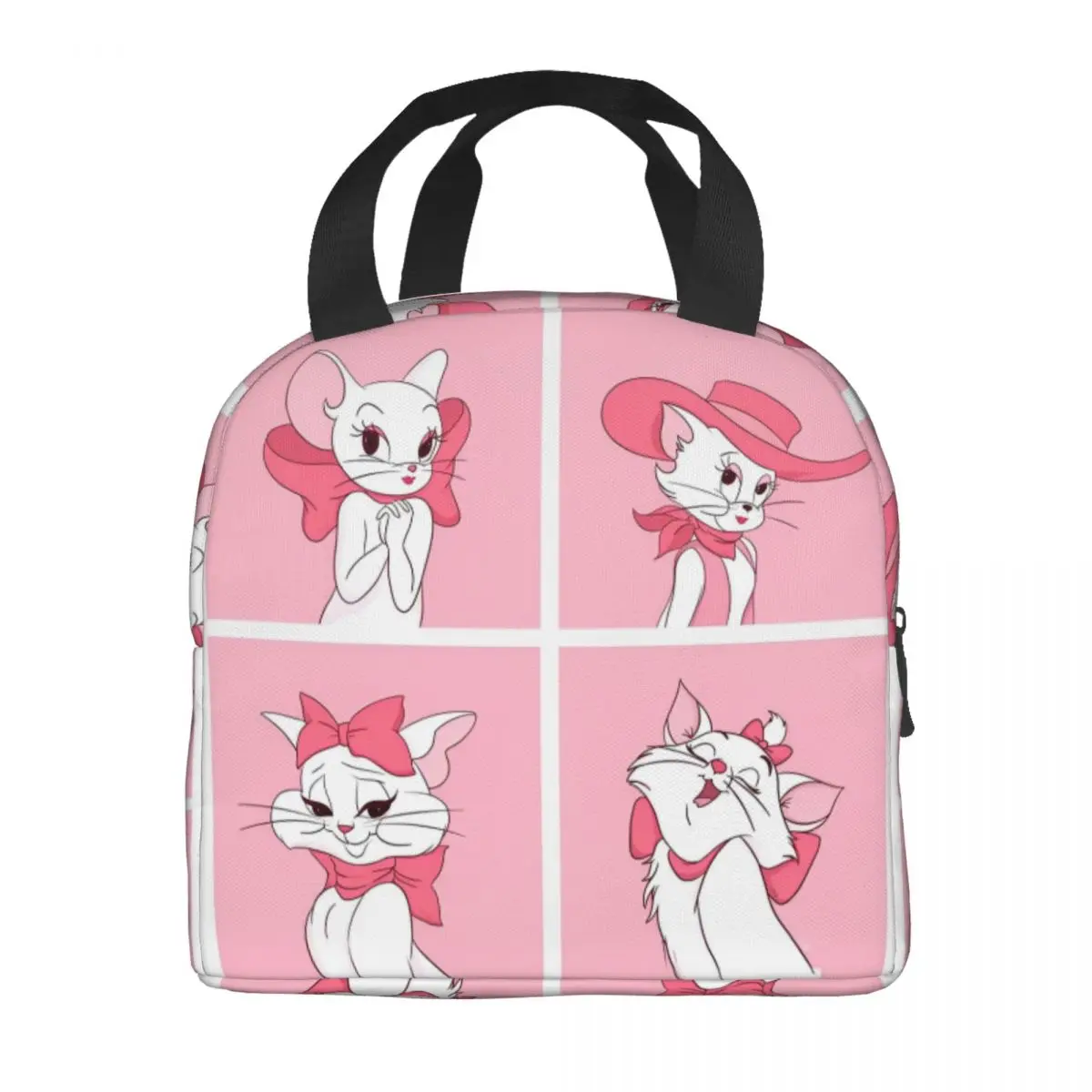 Funny Marie Cat The Aristocats Lunch Bag Portable Lunch Box Beach Animal Print Cooler Bag Casual Waterproof Thermal Lunch Bags