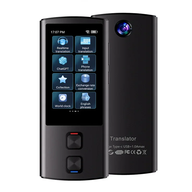 

Portable Translation Camera Device T17 Real-Time Smart Voice Photo Translator 1400mA 135 Languages Portable Text Voice Translate