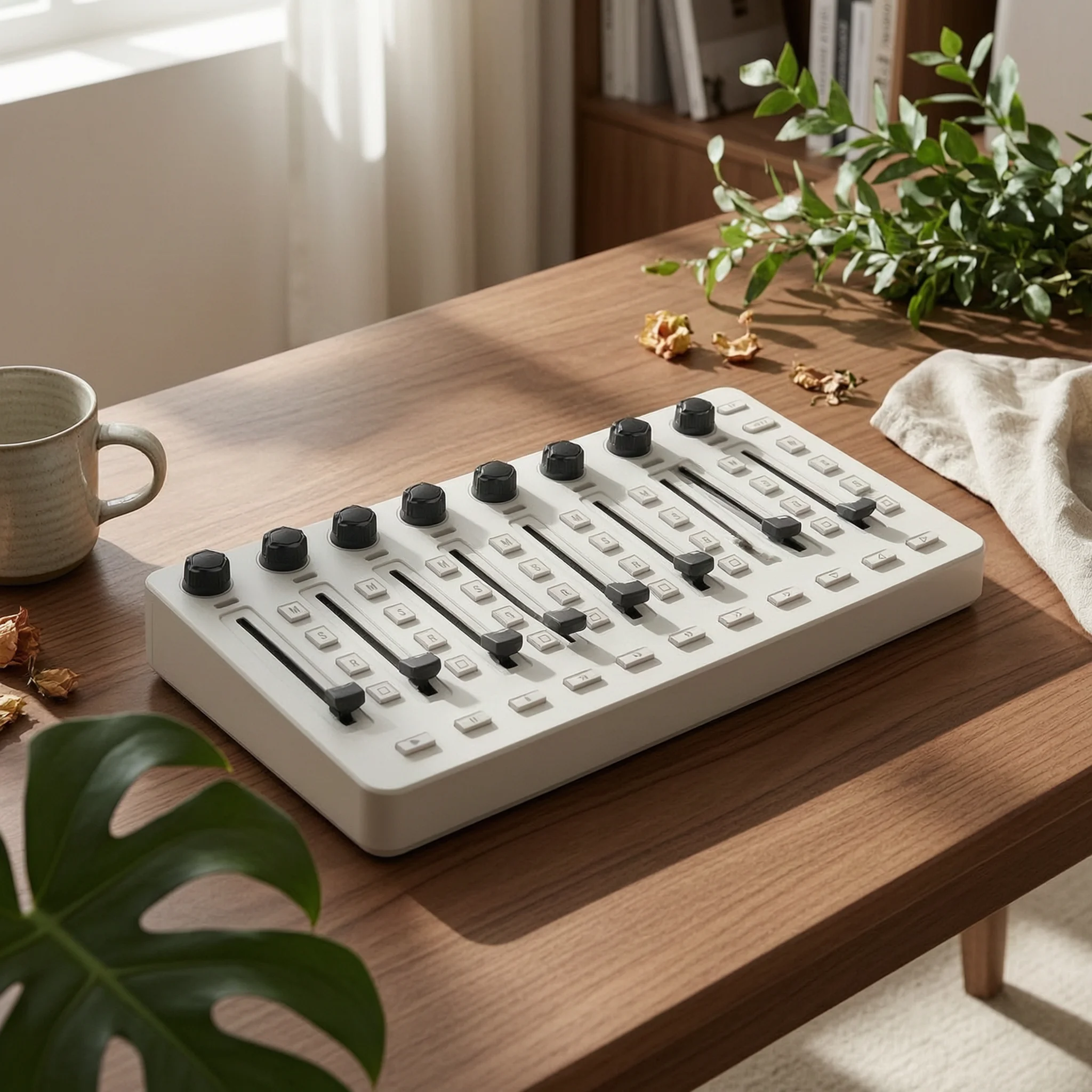 MIDI Controller with Faders Compact USB MIDI Fader Controller Control Surface Slim Mixing Console Desktop