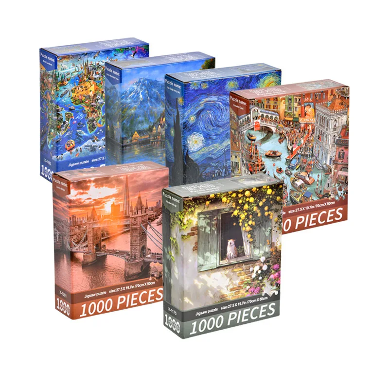 

1000pcs Starry Night Jigsaw Puzzles Cartoon Paper Puzzle for Adults And Kids Brain Teaser Educational Toy Birthday Gifts 70x50cm
