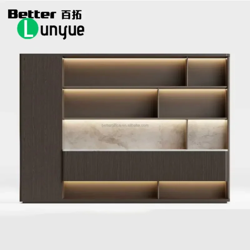 Modern Modular Wood Filing Cabinet With Adjustable Light Bars Panel Storage For Home Office Bedroom Furniture Organization