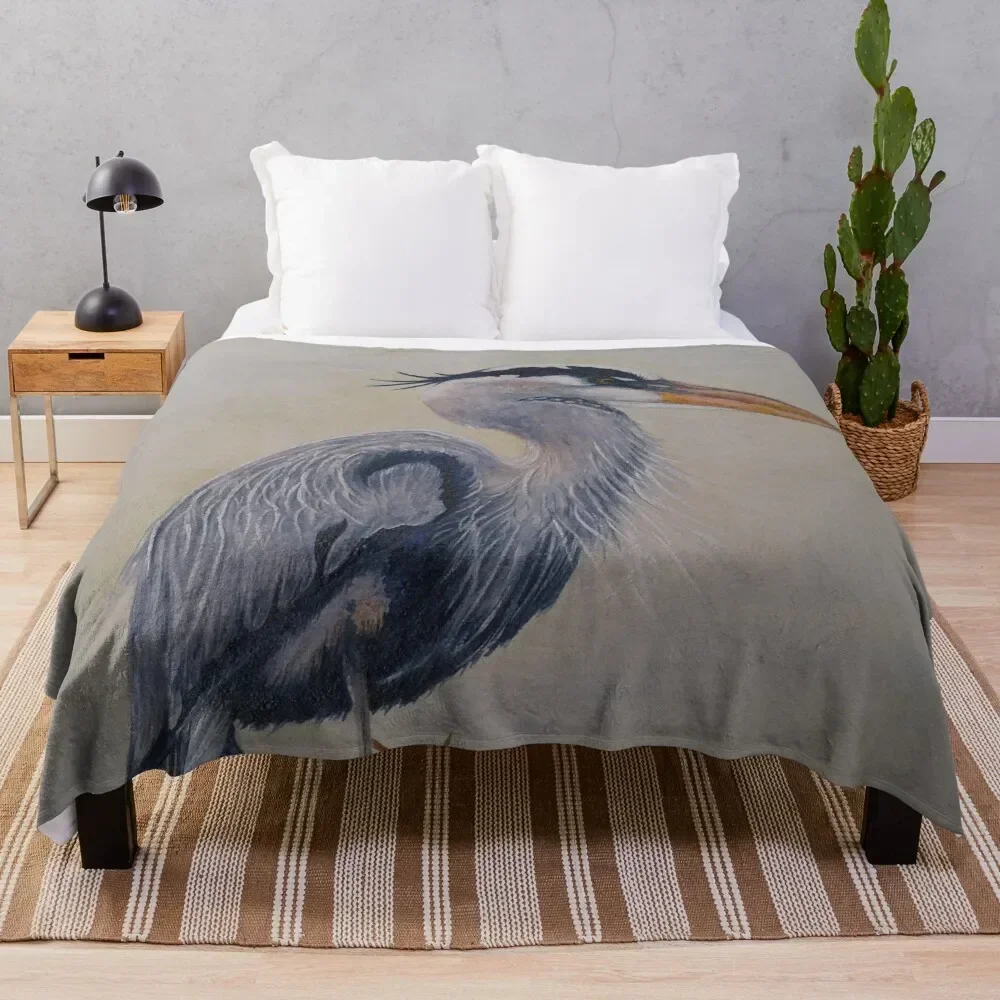 

Great Blue Heron Throw Blanket Soft Plaid Flannels for sofa For Sofa Thin Blankets