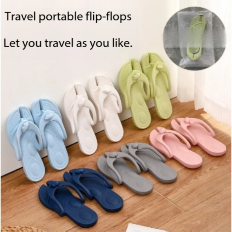 

2026 New Detachable Foldable Flip Flops Portable Travel Slippers Anti Slip Soft Sole Beach Hotel Bathroom Casual Couple Shoes