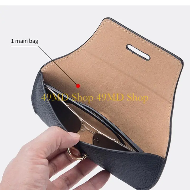 

49MD Кожаный чехол для очков Защитные карманы Портативная сумка для хранения солнцезащитных очков