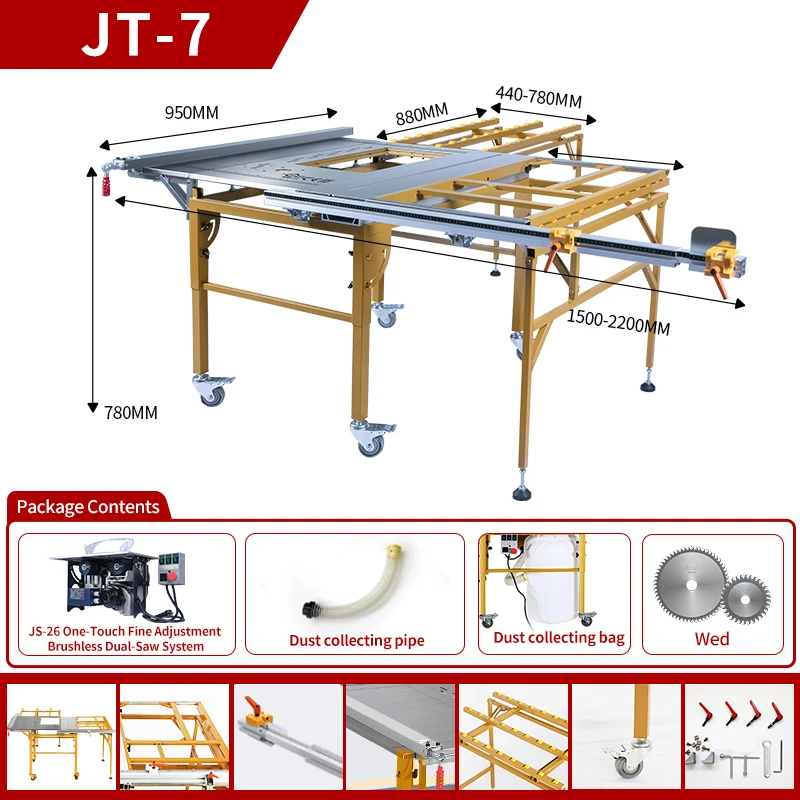 High-Speed Small Multi-Function Woodworking Table Saw 220V Wood Cutting Machine with Reliable Motor and Blade for Farms