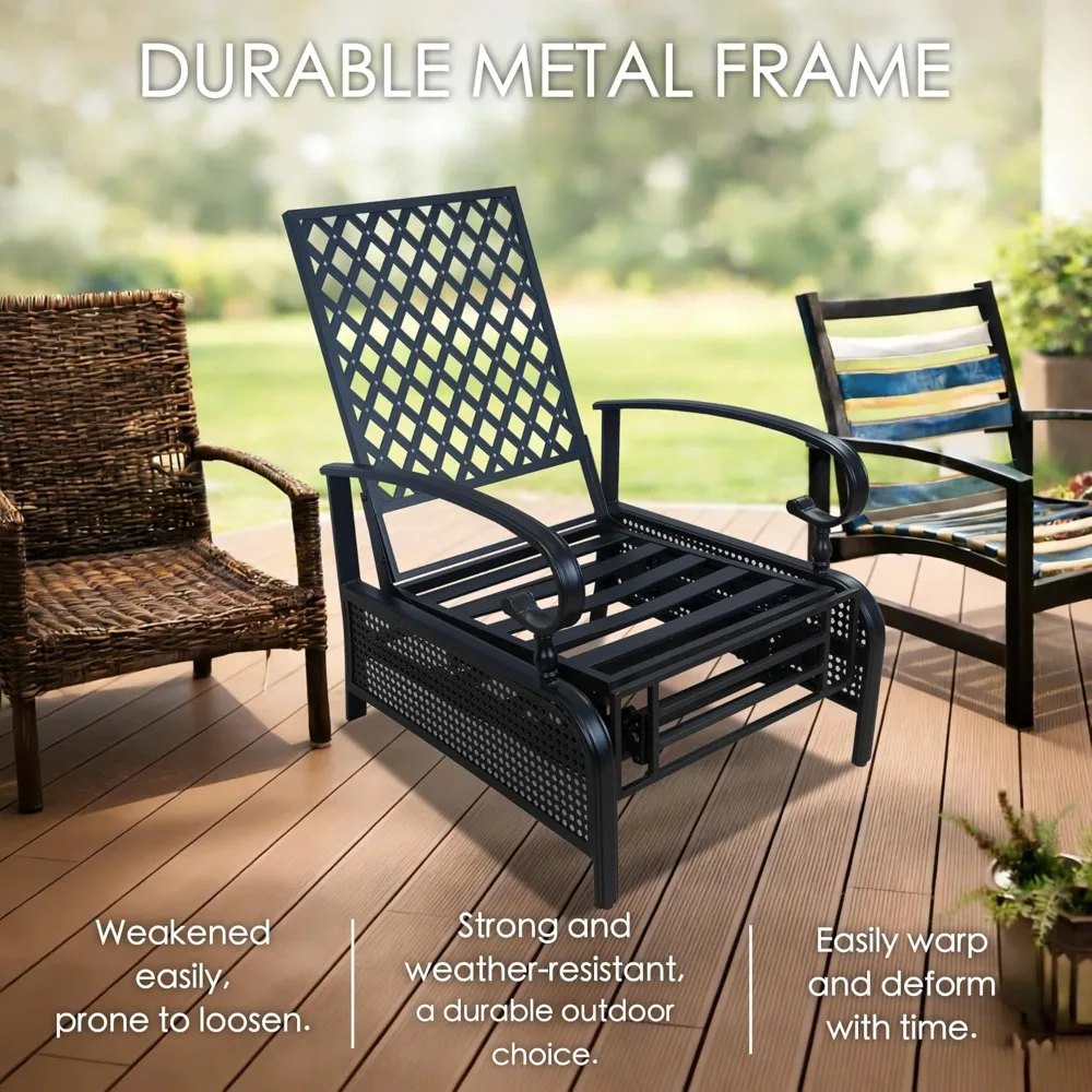

Adjustable Outdoor Reclining Lounge Chair, Cushioned Patio Chaise Lounge with Extendable Metal Frame for, Customized