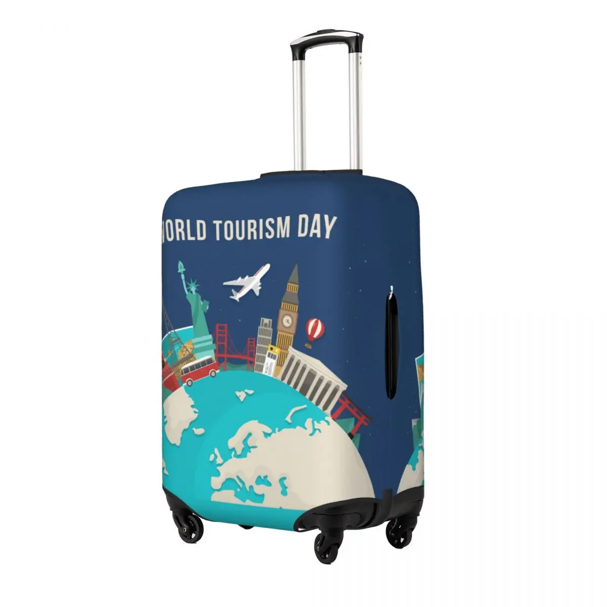 Tourism Day With Landmarks Suitcase Cover Flight Practical Luggage Accesories Cruise Trip Protection