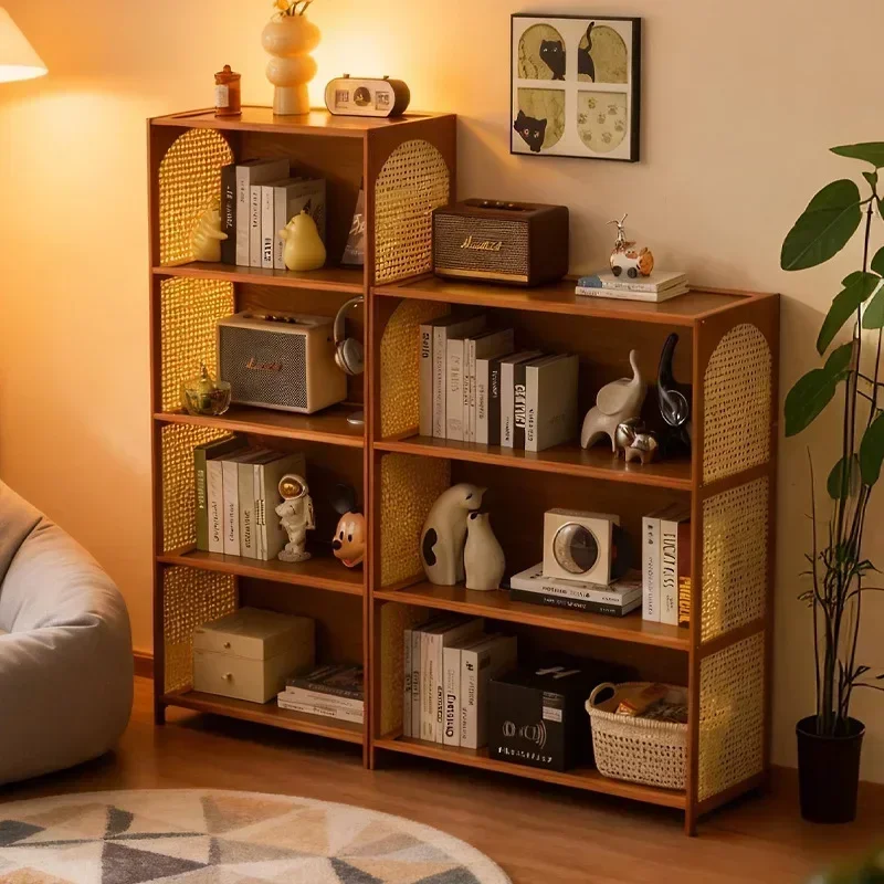 Floor-to-ceiling bookcase integrated against the wall Bookshelf Floor-to-ceiling shelf Living room storage Multi-layer locker