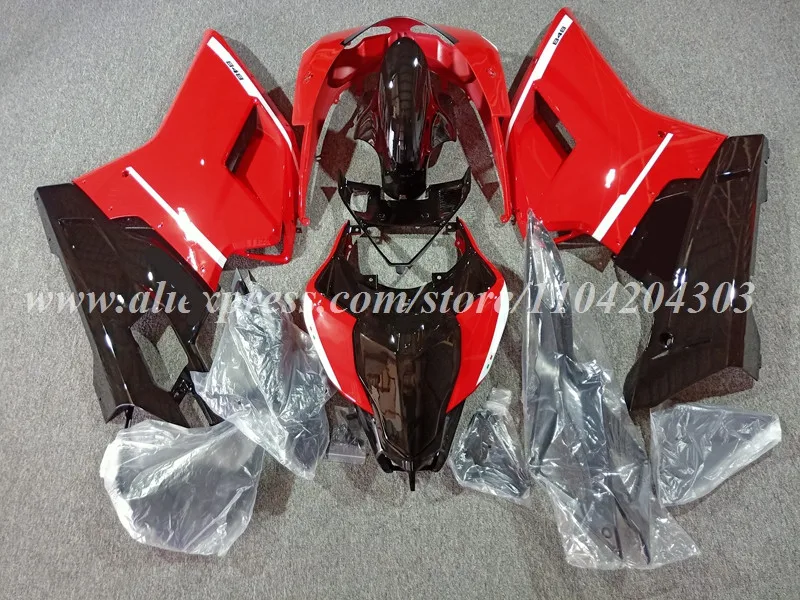 4Gifts New ABS Motorcycle Whole Fairings Kit Fit For Ducati 848 evo 1098 1198 Bodywork Set Custom Black Red