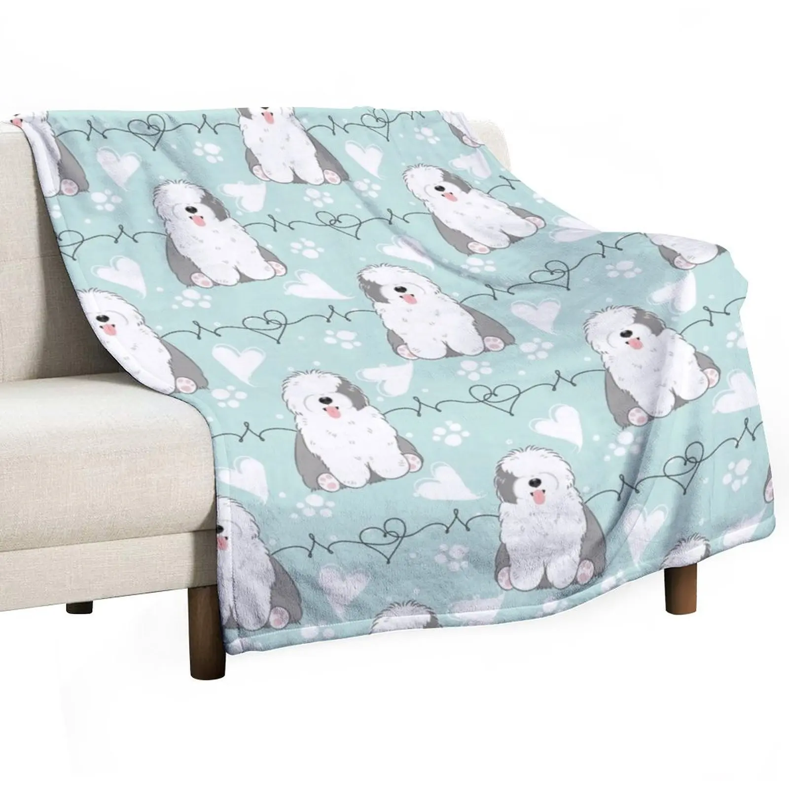 

LOVE Old English Sheepdog - Gray and White 2 Throw Blanket Nap Weighted Winter beds Blankets