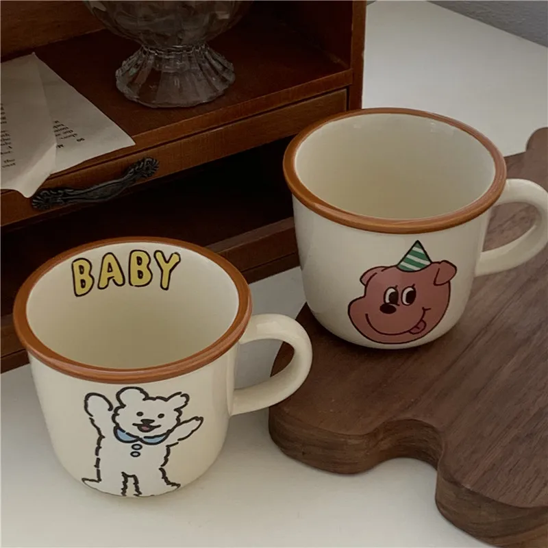 

300ml Bear Dog Ceramic Cups Ceramic Funny Cartoon Animal Tea Milk Cup Girl Heart Cartoon Mug Couple Breakfast Water Cup Milk Cup