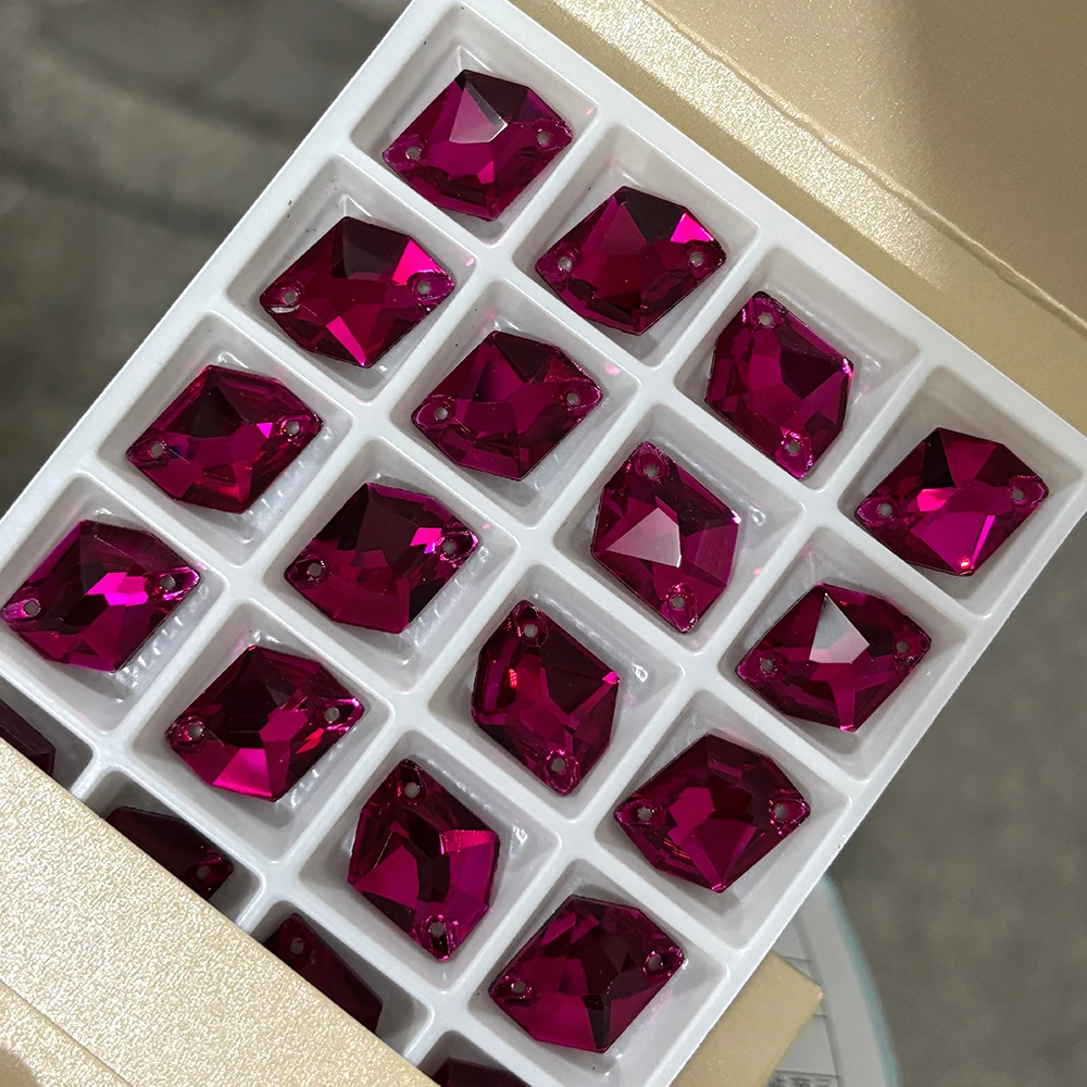 

Fuchsia Glass Crystal Strass Sewn Rhinestones Flatback Decorations Sewing Stones For Garment DIY Clothing Jewelry Making