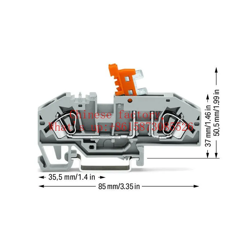 Germany 282-697 rail mounted 2-wire detachable terminal block with test option connector