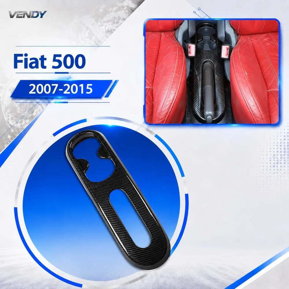 Real Carbon Fiber For Fiat 500 2007-2015 Handbrake Cup Holder Panel Cover Trim Modified Parts Accessories