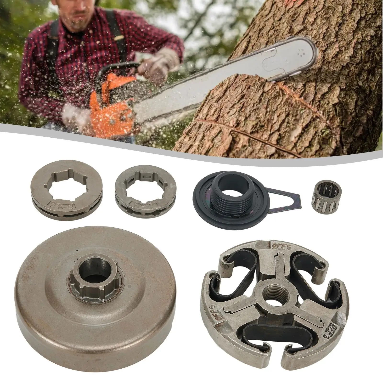 Conjunto de tambor de embrague para 372 372XP 371 365 362, llanta de piñón de motosierra, accesorios de herramientas eléctricas de jardín 	 Nuevo rodamiento de agujas