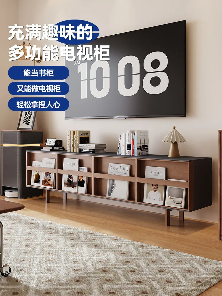

PYJ Italian minimalist retro living room magazine simple modern living room home silent wind TV cabinet