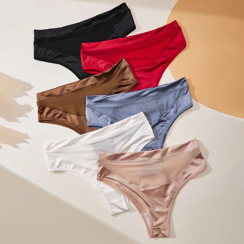 3PCS Women's Triangle Panties Solid Color Versatile Comfortable and Stretchy Women's Underwear Daily Mid-Waist panties