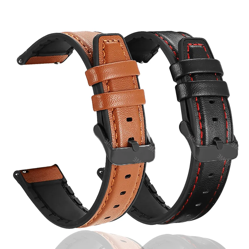 22mm 20mm Leather Bracelet For Samsung Galaxy Watch 3 41 45mm 46mm 42mm Strap Galaxy Active 1 2 40 44mm Watchbands For Huawei GT