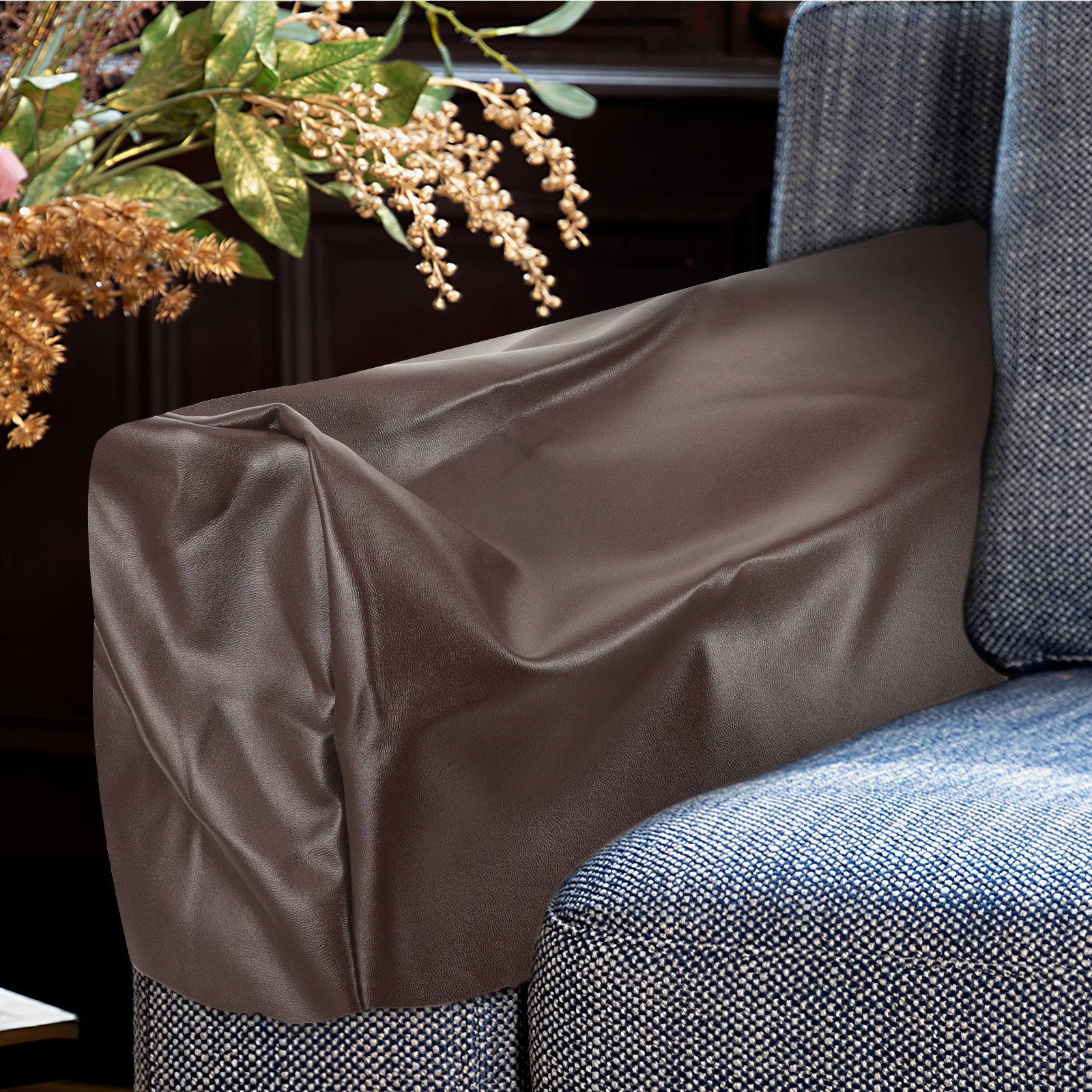 

2Pcs Stretch Sofa Armrest Covers Elastic PU Armchair Slipcovers Sofa Couch Protector Home Office Study Room Usage