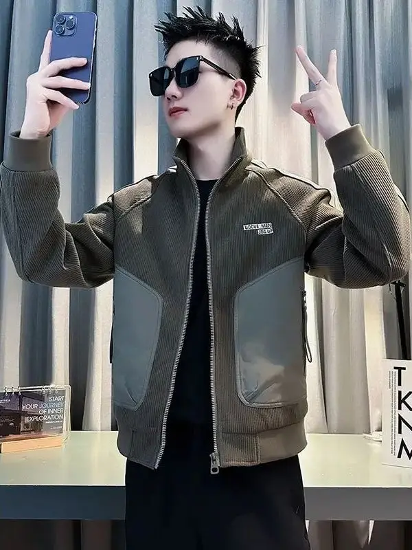 

Повседневная мужская куртка в полоску, весна-осень 2023, новинка Sle Hip Haome, модная брендовая верхняя одежда, пальто с воротником-стойкой и застежкой-молнией