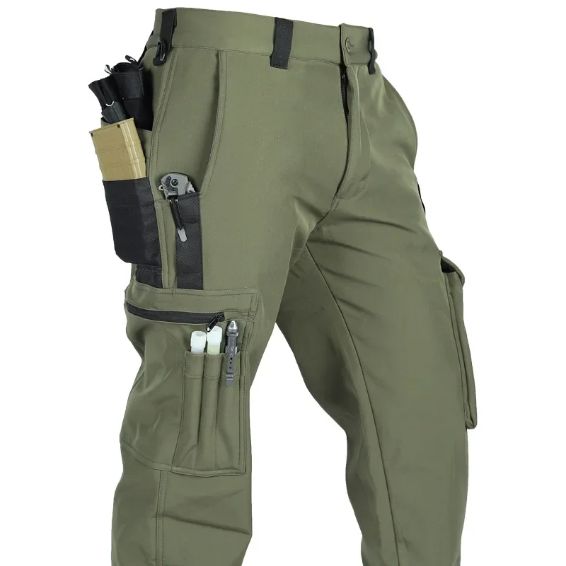 DurableSoft Shell Tactical Pants Men's Outdoor Beetle Training Pants Multi-Pocket Multifunctional Charge Pants