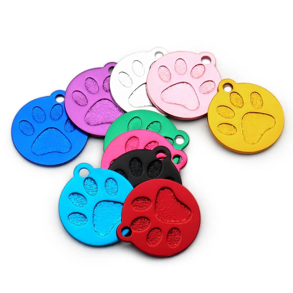 Wholesale 20Pcs Paw Tags Engraving Custom Personalized Pet ID Tag Dog Cat Collar Tag Accessory Nameplate Gifts for Pet Parents