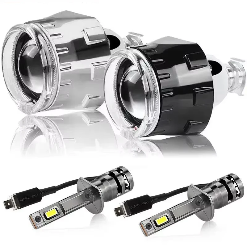 

2.5 inch White LED Angel Eyes Bi-xenon Lens Projector Headlight Lenses High Low Beam Light Headlamp For Car Retrofit Accessories