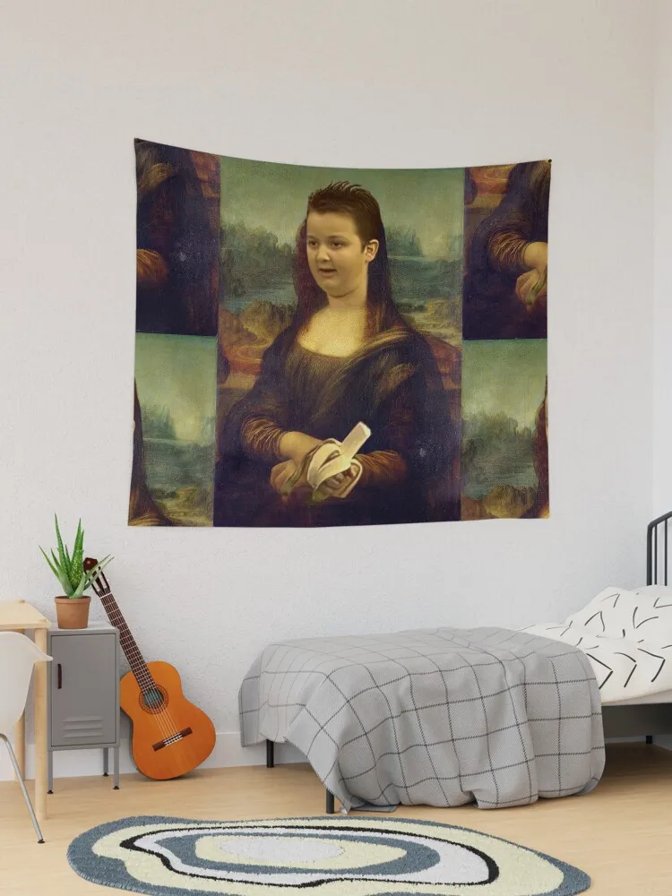 Quirky Mona Lisa Fun Meme Flag – Abstract Parody Art Design Tapestry/Wall Hanging – Suitable for Bedrooms and Living Rooms