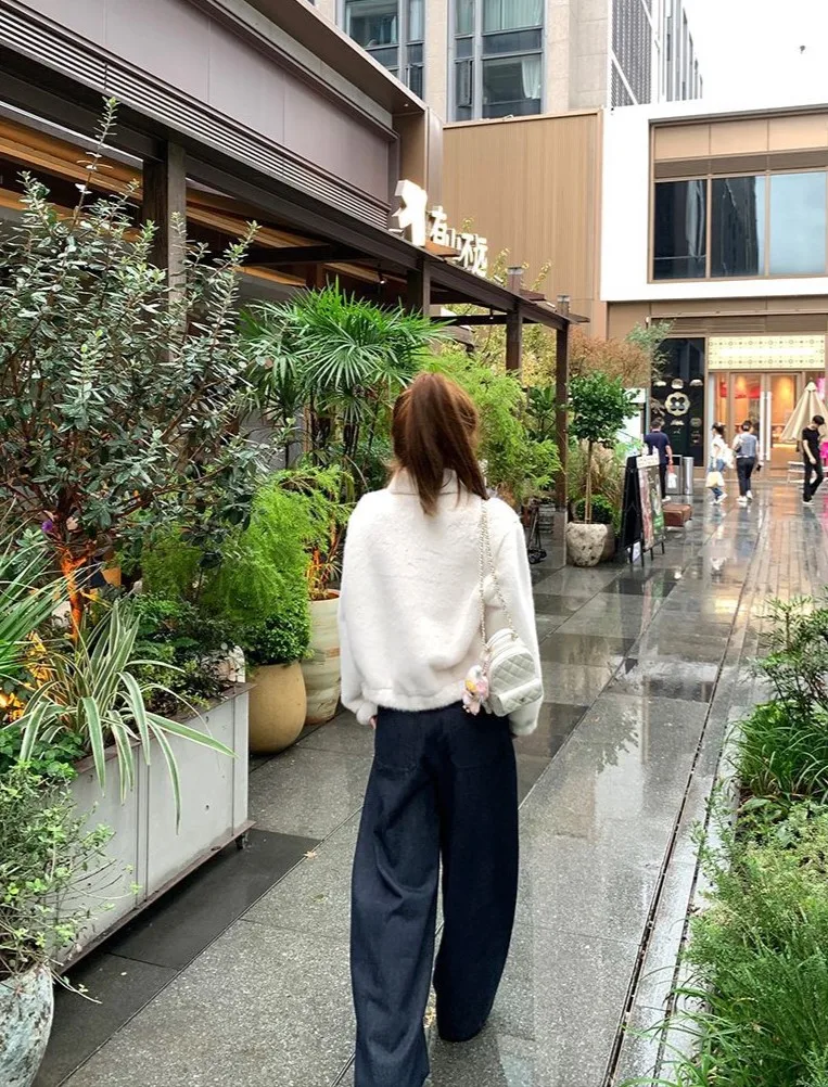 Sztuczne futro w panterkę, płaszcze damskie, odzież uliczna, kobiecy styl taneczny, lekki plusz, sylwetka, ręcznie cięte, ocieplane, czysty styl koreański, elastyczne.