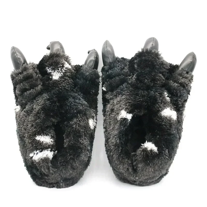 Chinelos de garra de urso animal para homens e mulheres, chinelos peludos engraçados, pata de fera quente de pelúcia, sapatos de pele, slides, chinelos internos