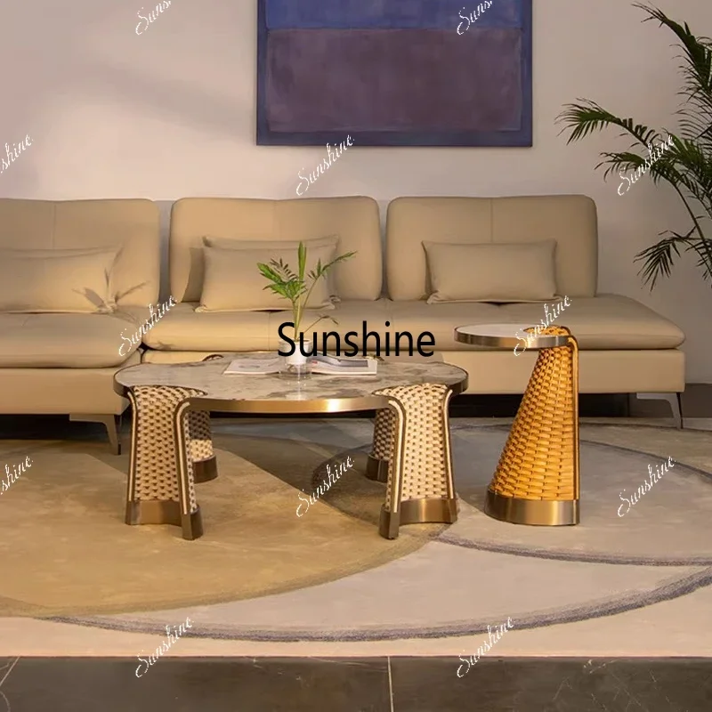 

Balcony small tea table living room clothes home woven coffee table