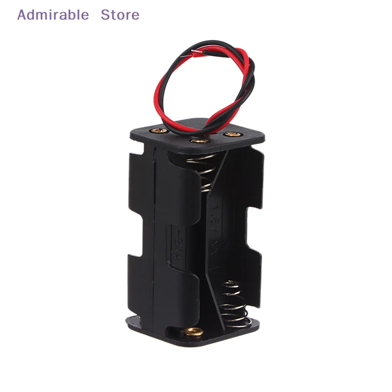 [W]High Quality AA Battery Holder 6V for 4 x AA Batteries Black Plastic Storage Box AA Battery Case Dual Layers With Wire Lead