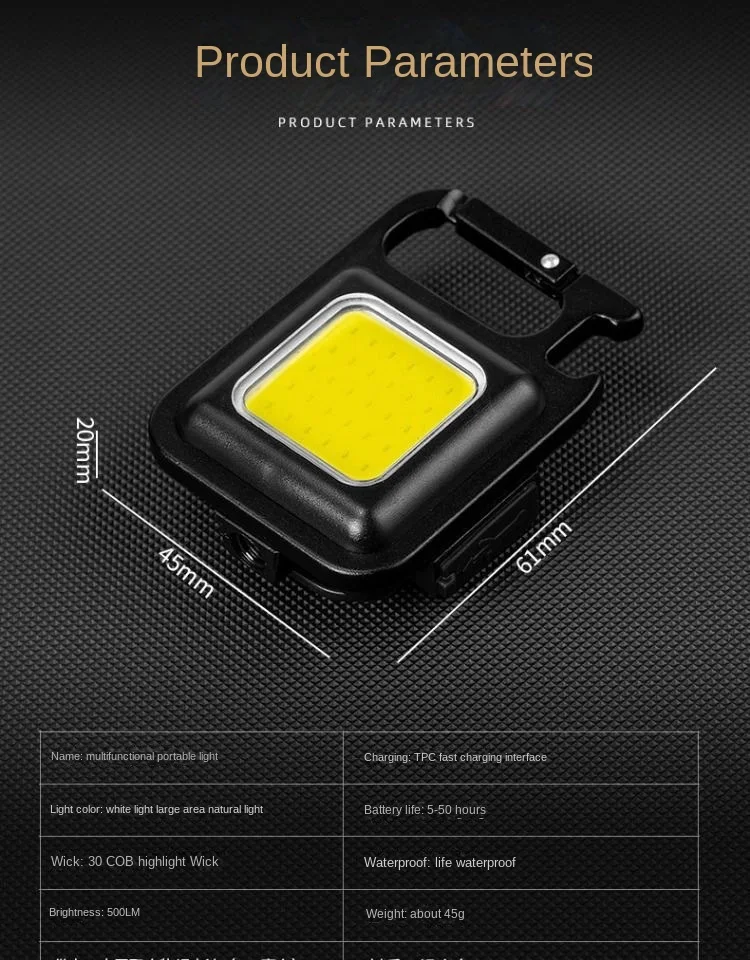 1-5PCS Mini LED COB Lamp 1800LM Flashlight Fill Light Outdoor Emergency Keychain Strong Magnetic Work Light USB portable Camping