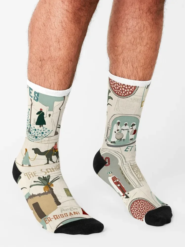 Marokko-Vintage Postkarten socken Winter Kinder socken Männer Frauen