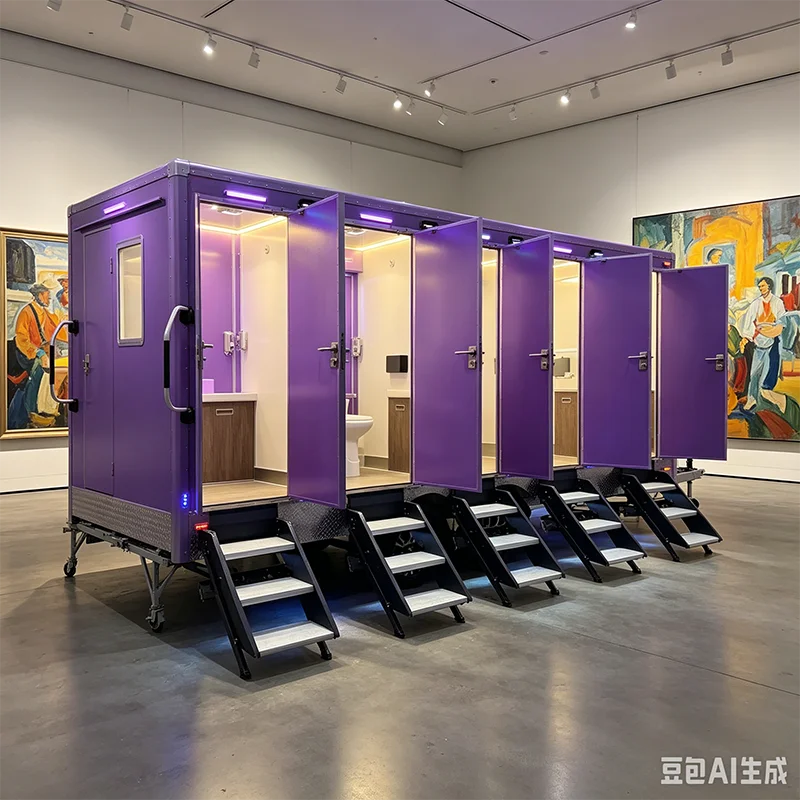 Mobile Prebuilt Toilet Trailer Portable Outdoor Restroom with Stabilizer Legs for Uneven Ground Construction Works