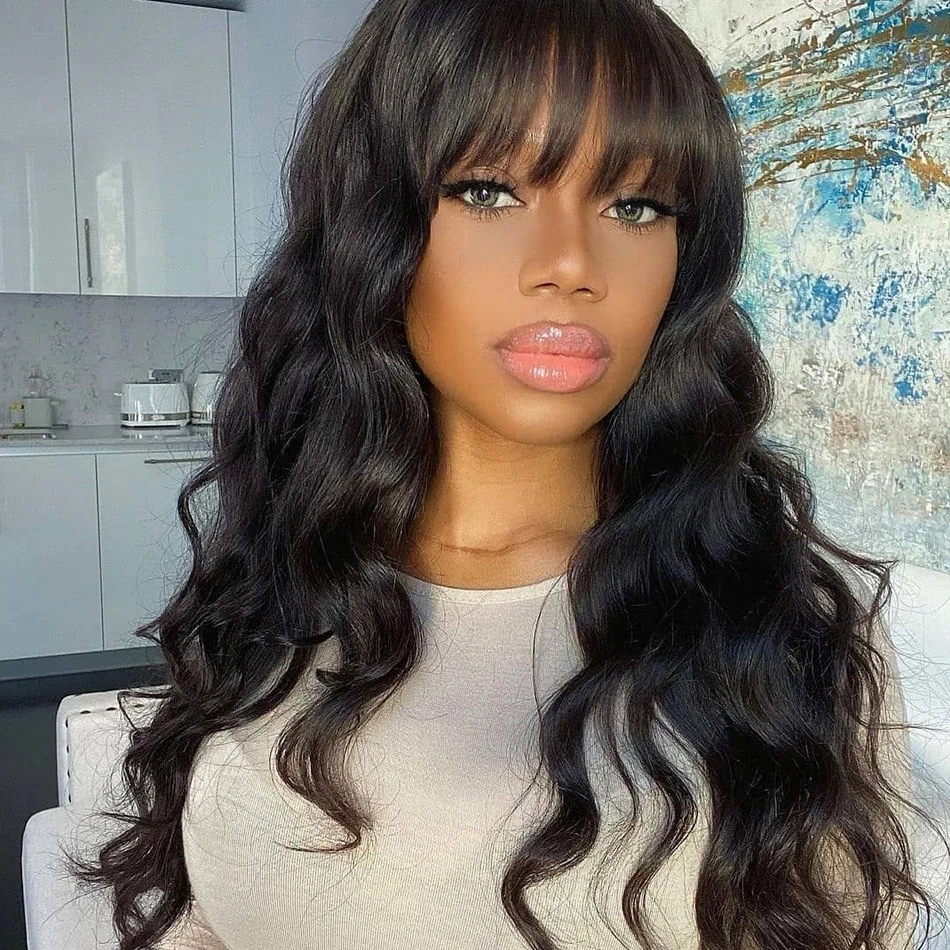 Choice 3x1 Middle Part Lace Wigs with Bangs Body Wave 100% Human Hair Wig  Cheap Wig Brazilian Remy Bob Wigs For Black Women