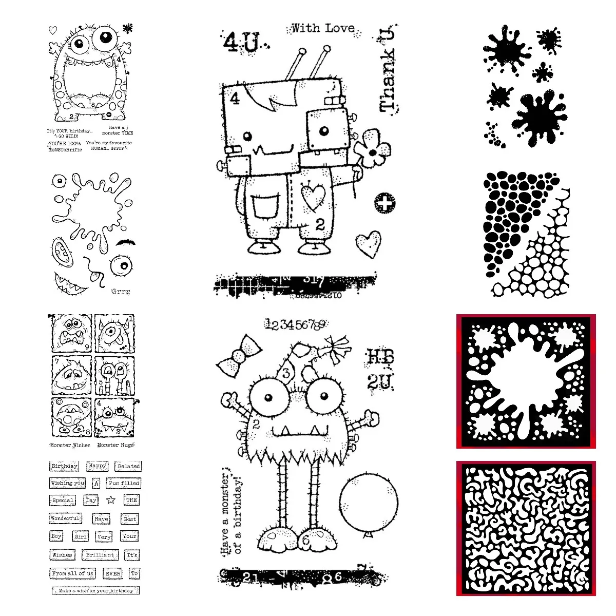 Holiday Decorations Huge Monster Clear Stamps Stencils for Scrapbooking Embossing DIY Drawing Paper Card Album