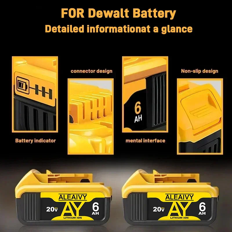 Für DEWALT 20V MAX 6Ah Ersatzakku mit BMS – kompatibel mit DCB200/DCB184/DCD785C2 Tools 10C Entladerate