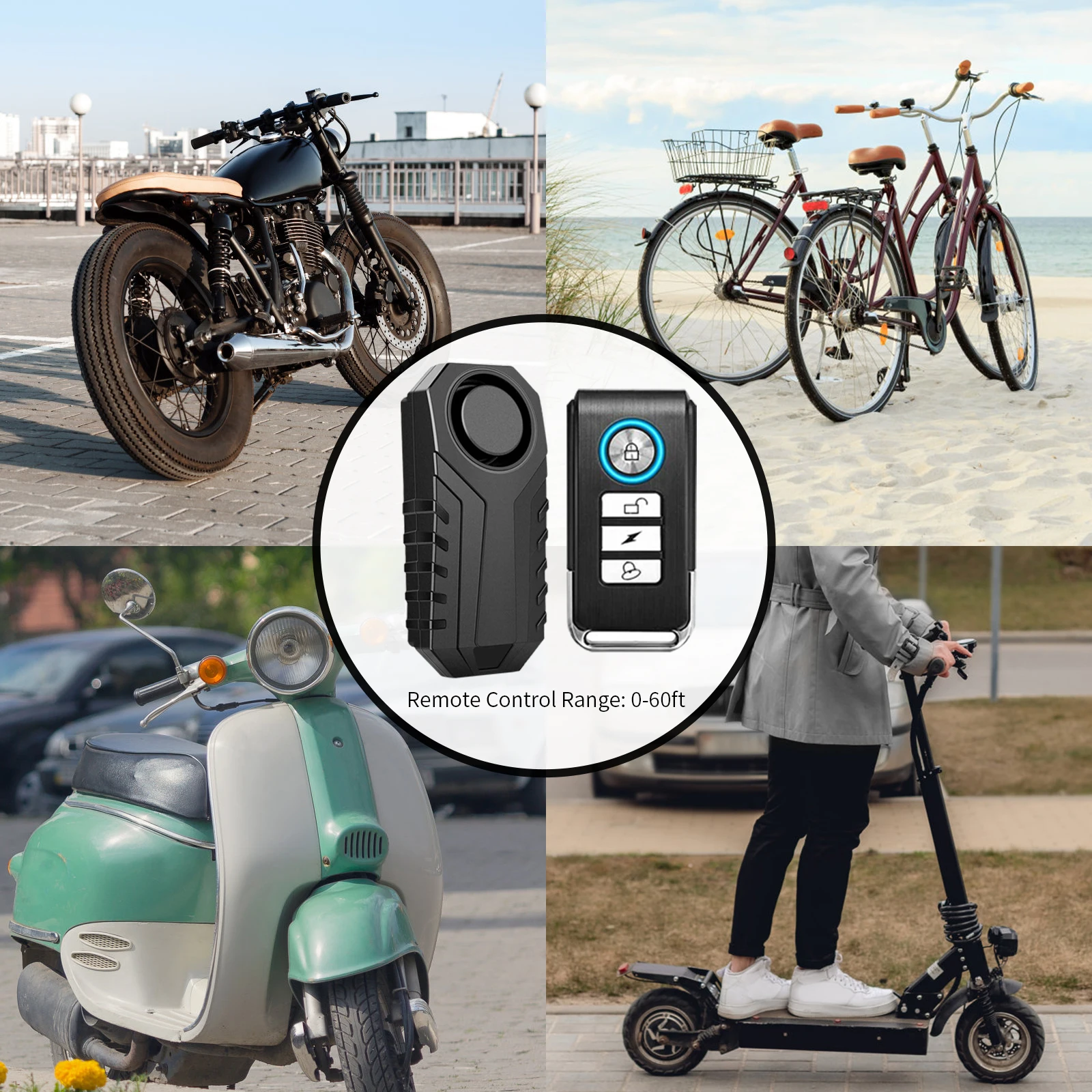 NineLeaf alarma antirrobo inalámbrica para vehículo, Detector de intrusión por vibración, resistente al agua IP55, para bicicleta, motocicleta y Scooter