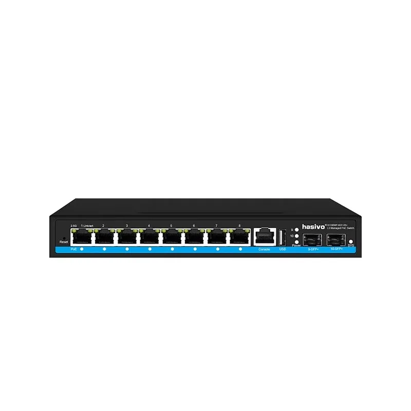 8 PORT 2.5G PoE or Without PoE Ethernet Switch 8*2.5Ggbps RJ45 Port Network Plug and Play 2*10G SFP