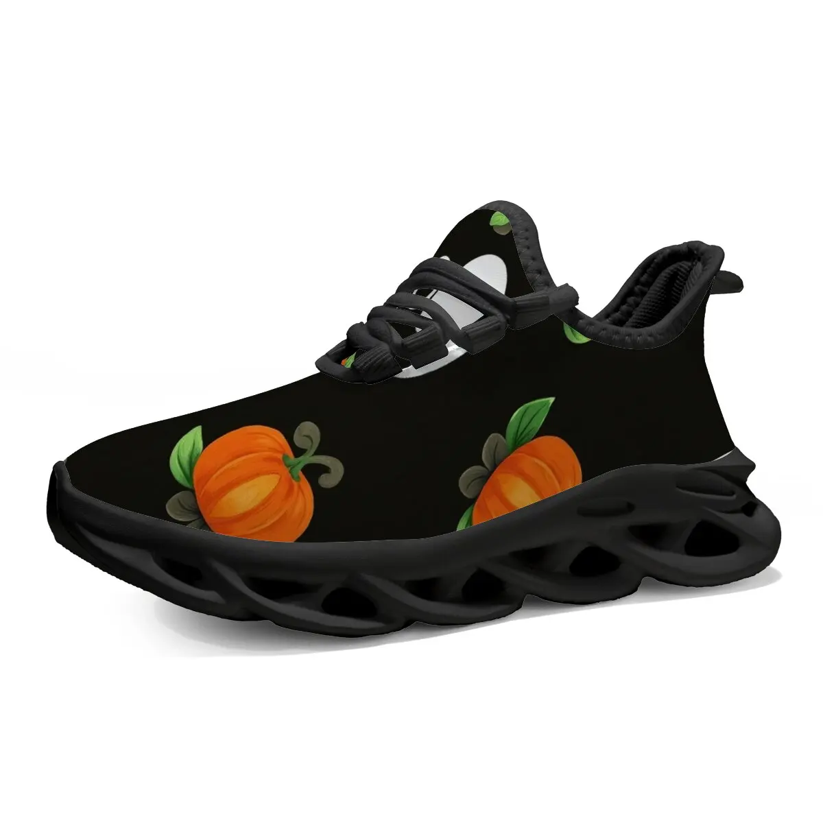 Children's Casual Shoes with Halloween-themed Mesh Breathable Lacing Pumpkin Polka Dot Pattern Lightweight Sports Shoes