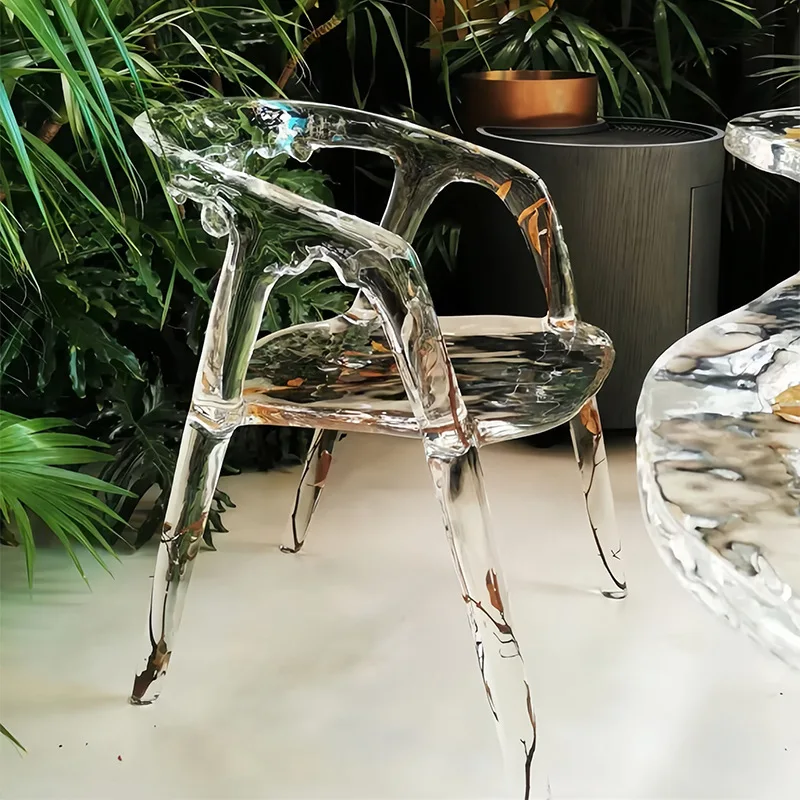 

Creative personality transparent crystal resin back chair simple niche water drop modeling armchair
